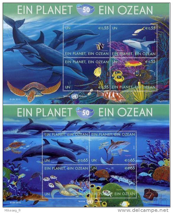 ONU Vienne 2010 - Ein Planet  Ein Ozean - 2 Feuillets ** - Blocs-feuillets