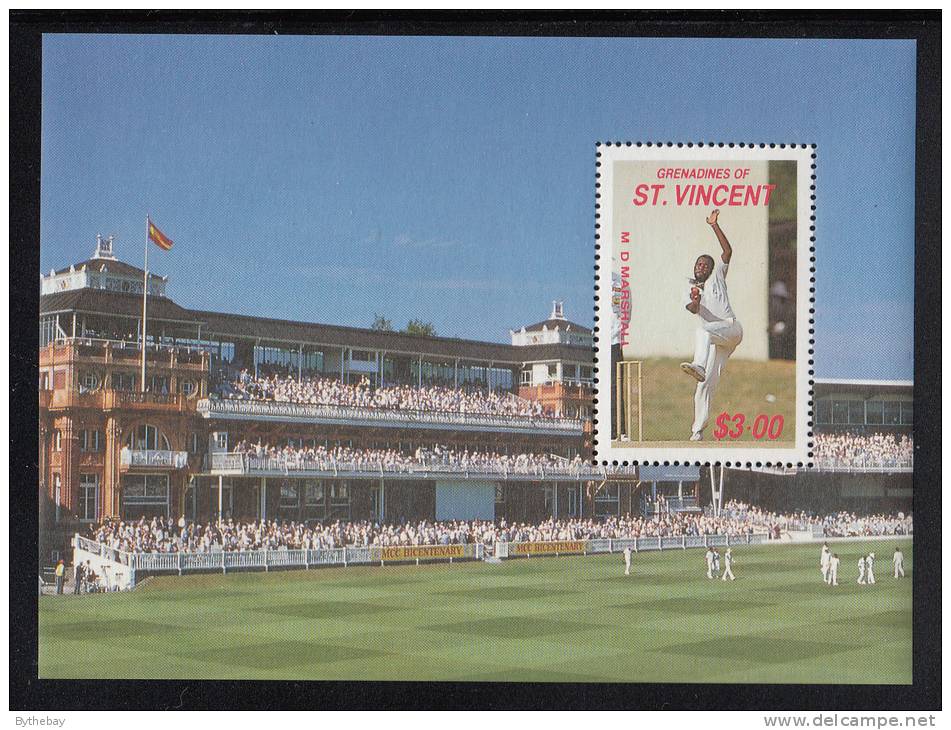 St. Vincent Grenadines MNH Scott #611 As Souvenir Sheet $3 M.D. Marshall - Cricket - St.Vincent & Grenadines