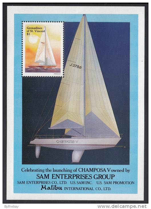 St. Vincent Grenadines MNH Scott #585 Souvenir Sheet $1 Champosa V - America's Cup Yachts - St.Vincent & Grenadines