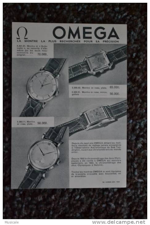 Feuillet Publicitaire MONTRE OMEGA Non Daté - Werbung