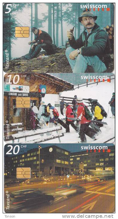 Switzerland, CP-082, 083B And 084, Set Of 3 Cards, 24 Taxcards For 24 Moments In Time, 16:00 -18:00, 2 Scans. - Schweiz