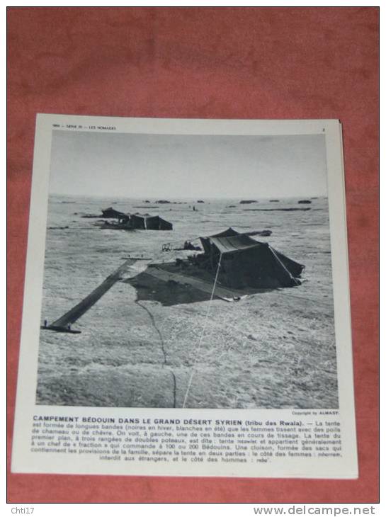 SYRIE 1950  BEDOUINS  ETHNIE DES RWAIA LA TENTE MTWALET COTE REBE ET COTE MHARRAM   FORMAT 24X21 CM - Lieux