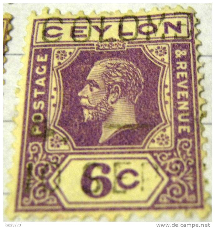 Ceylon 1912 King George V 6c - Used - Ceylan (...-1947)