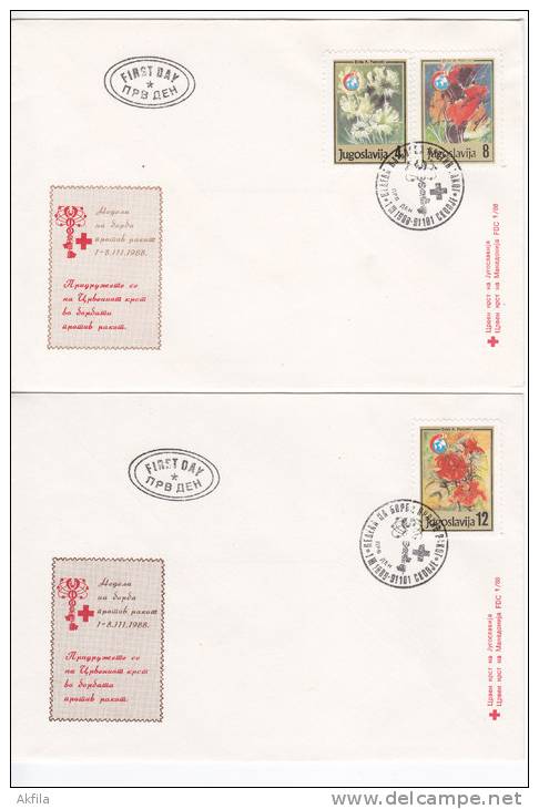 1849. Yugoslavia, 1988, Surcharge, Fight Against Cancer, FDC - Lettres & Documents