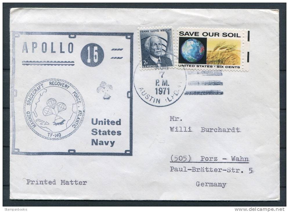 1971 USA Apollo 15 Space Rocket Cover - United States