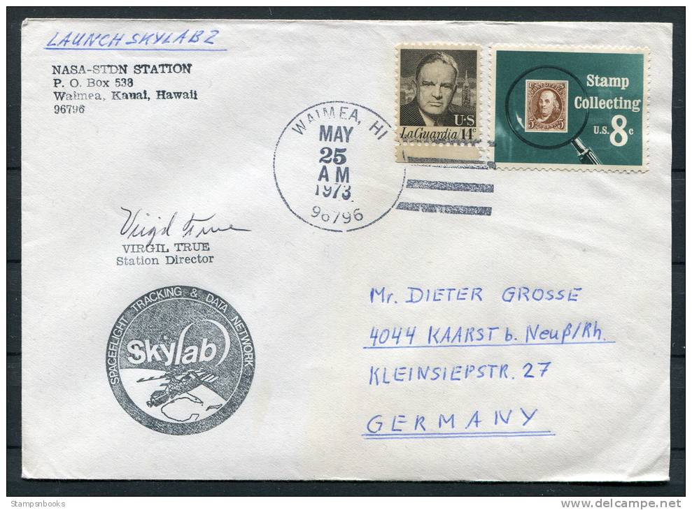 1973 USA Waimea Launch Station Hawaii Skylab Space Rocket Cover - Signed - United States