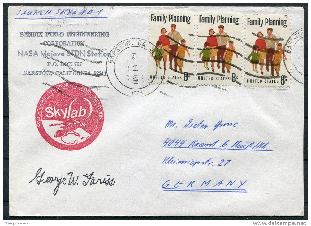 1973 USA Barstow Launch Station Skylab Space Rocket Cover - Signed - Verenigde Staten