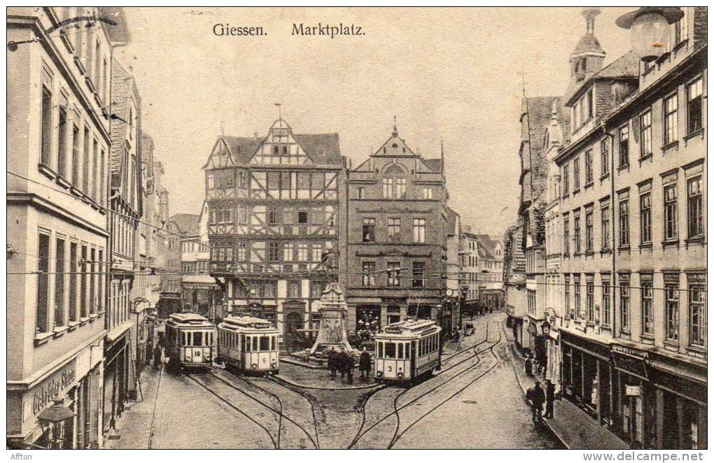 Giessen Marktplatz Tram1910 Postcard - Giessen