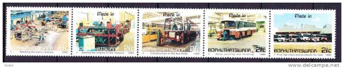 Bophuthatswana - 1991 - Bus Manufacture, Vehicles - Strip Of 5 - Bus