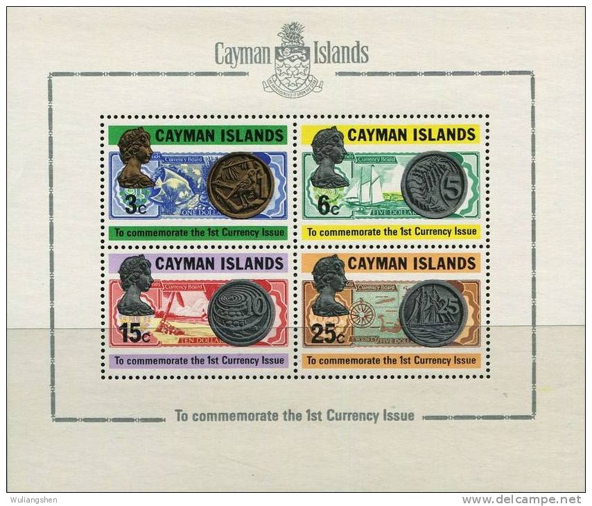 DA1259 Cayman Islands 1973 Banknotes And Coins S/S(4) MNH - Iles Caïmans