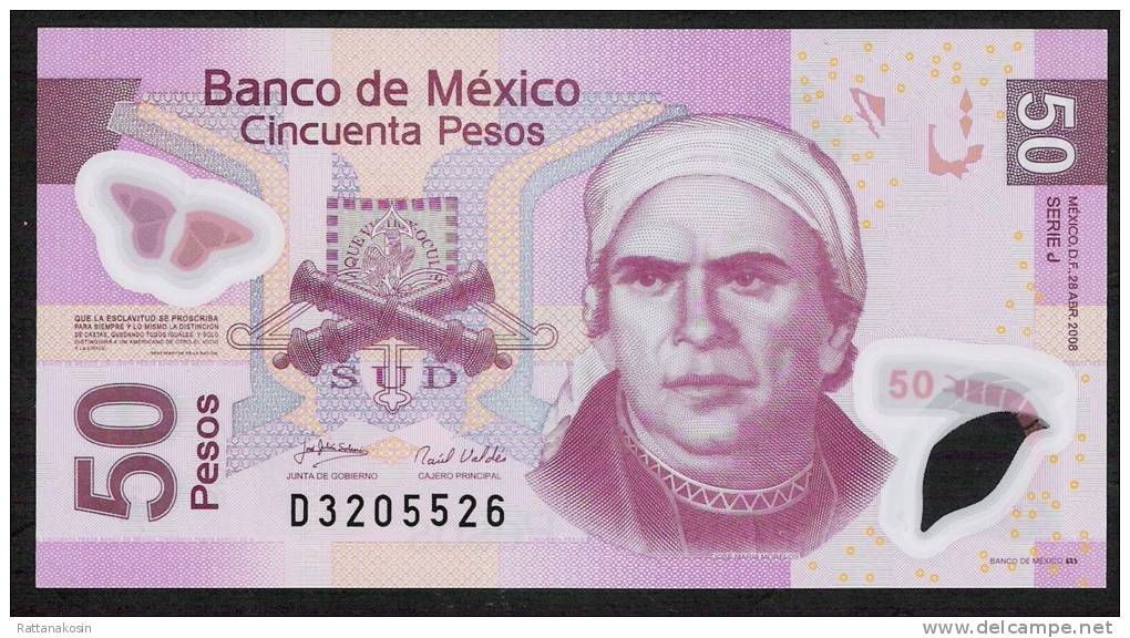 MEXICO  P123f  50  PESOS  28.4.2008 Serie J          UNC. - Messico