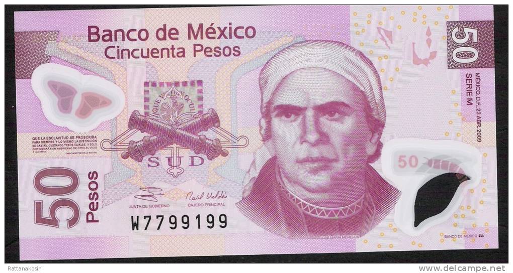 MEXICO  P123g     50  PESOS  23.4.2009 Serie M          UNC. - Mexique