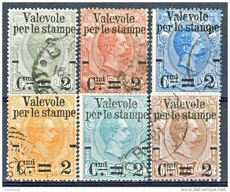 Regno U1, 1890, Sassone N. 50-55 Valevoli Per Le Stampe, USATI - Usati