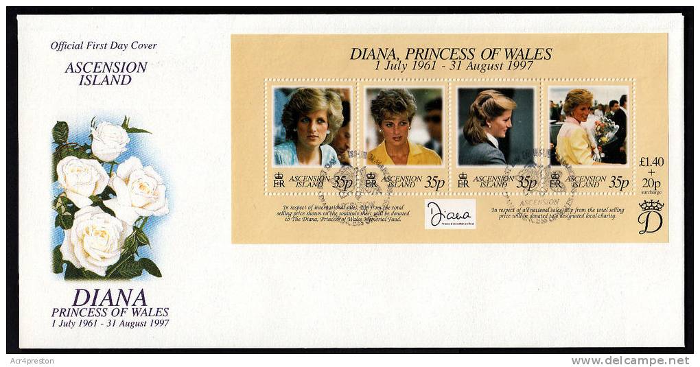 D0099 ASCENSION ISLAND 1998. SG MS741 Death Of Princess Diana Of Wales  FDC - Ascension (Ile De L')