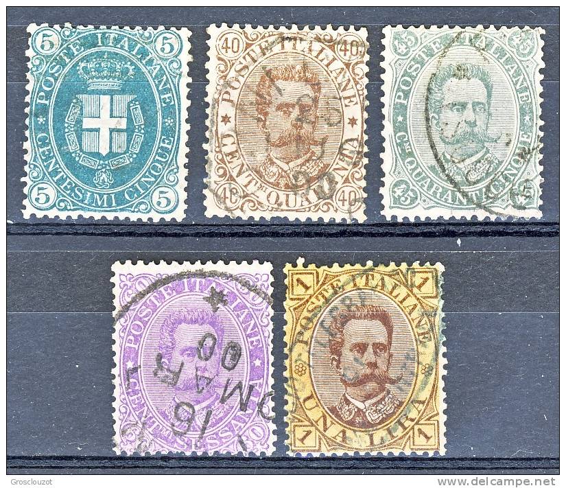 Regno U1, 1889, Sassone N. 44-48 Serietta USATI - Usati