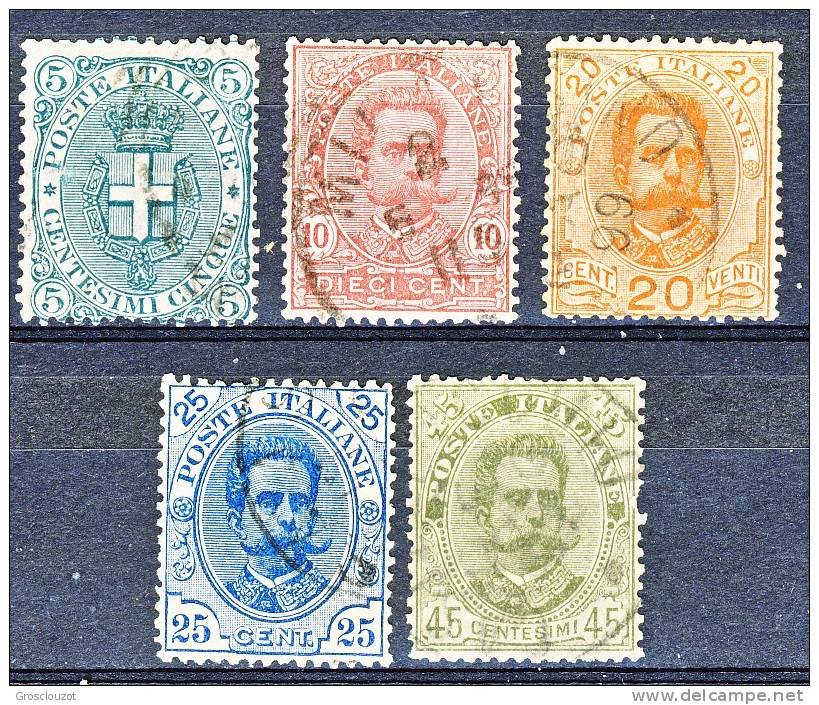 Regno U1, 1891-96, Sassone N. 59-63 Serietta USATI - Oblitérés