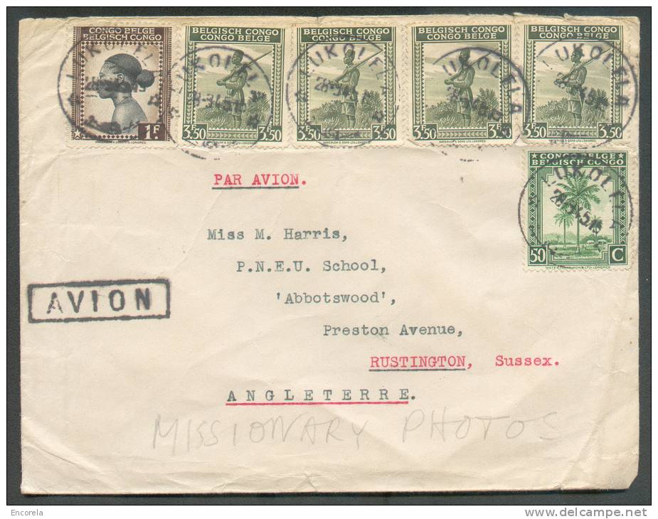Lettre Affranchie à 15Fr.50 De LUKOLELA Le 28-9-1945 + Griffe AVION Vers Rustington (GB) - 8689 - Lettres & Documents