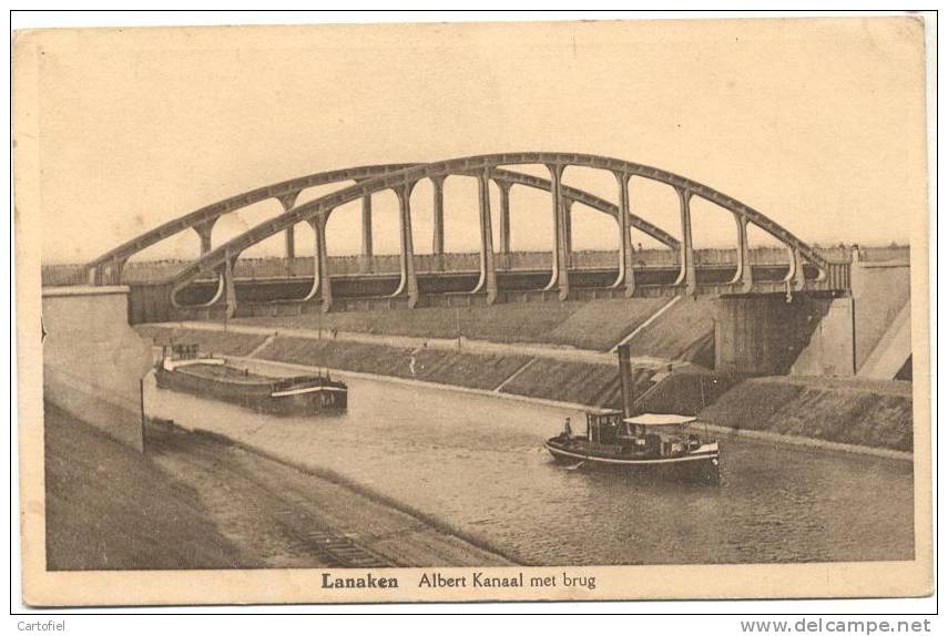 LANAKEN-ALBERTKANAAL MET BRUG-SCHEEPVAART-PENICHES-STOOMBOOT-UITG.CENTRAL-LANAKEN-ZIE 2 SCANS - Lanaken