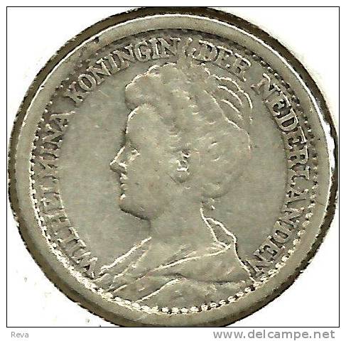 NERTHERLANDS 25 CENTS WREATH FRONT QUEEN HEAD BACK 1916 AG SILVER KM146 VF+ READ DESCRIPTION CAREFULLY !!! - 25 Cent