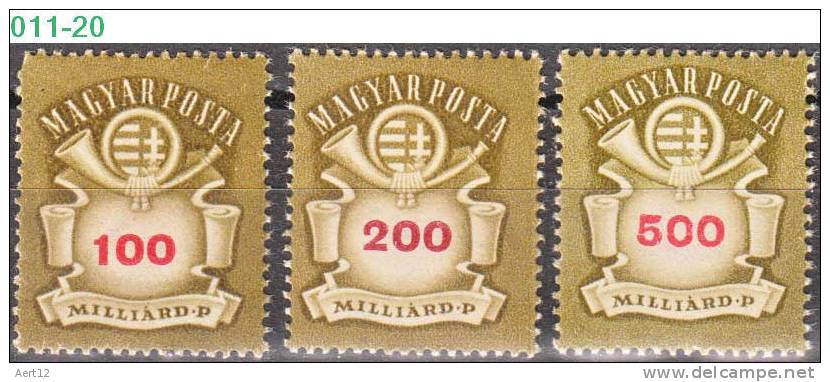 HUNGARY, 1946, Arms And Post Horn, 757-59 / 916-18 - Neufs