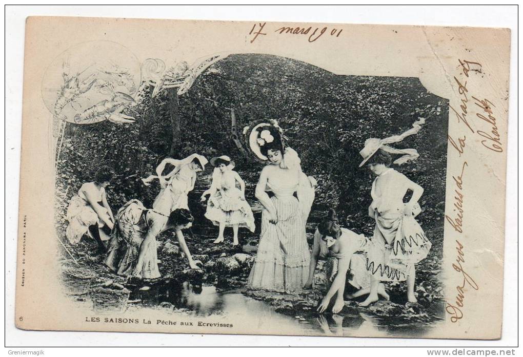 Cpa Pionnière - Les Saisons La Pêche Aux écrevisses - 1901 - (Femmes) - Femmes