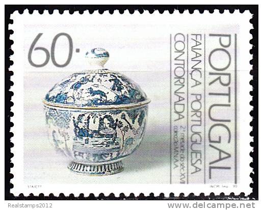 PORTUGAL - 1990,  Faiança Portuguesa (Faiança P. Contornada)  (1.º Grupo)  60.   ** MNH  MUNDIFIL  Nº 1921 - Unused Stamps