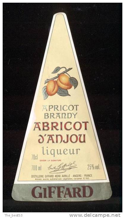 Etiquette  De  Liqueur D' Abricot Brandy D´Anjou  -  Giffard  Avrillé  (49) - Altri & Non Classificati