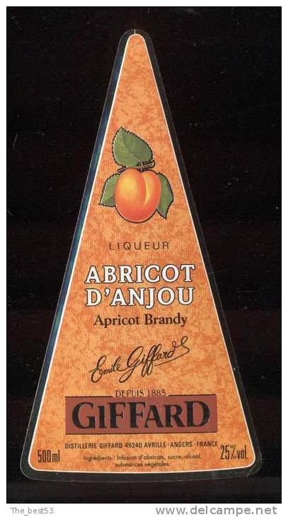 Etiquette  De  Liqueur D' Abricot D'Anjou  -  500 Ml  -  Giffard  Avrillé  (49) - Altri & Non Classificati