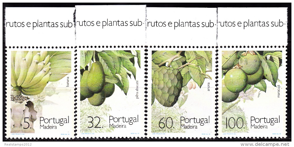 PORTUGAL - 1990, Frutos E Plantas Sub-Tropicais Da Madeira (1.º Grupo)  (Série, 4 Valores)  ** MNH  MUNDIFIL  Nº 1947/0 - Neufs