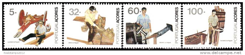 PORTUGAL - 1990,  Profissões Típicas Açorianas (1.º Grupo)   ( Série, 4 Valores )  ** MNH  MUNDIFIL  Nº 1953/6 - Nuovi