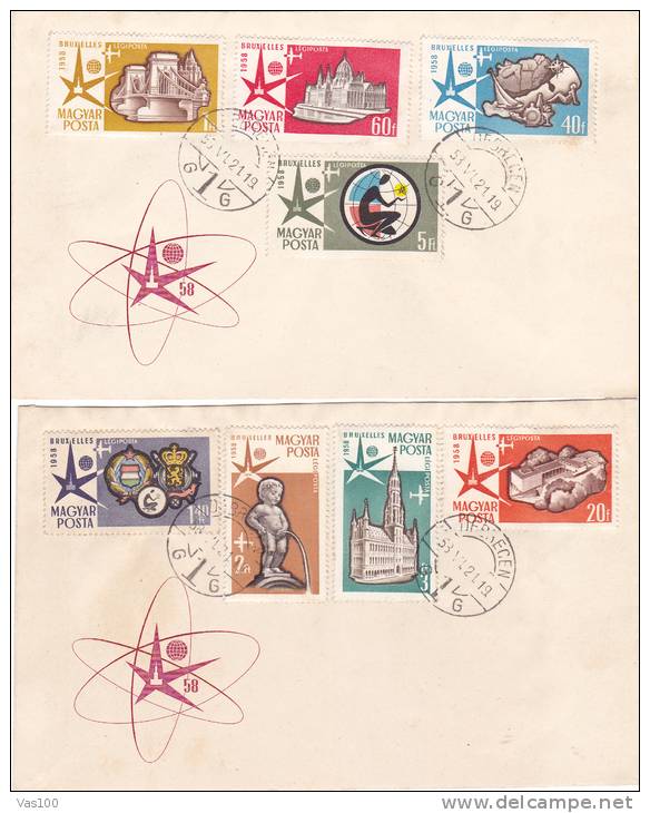 EXPOSITIONS UNIVERSELLES 1958 BRUXELLES 2 COVERS FDC HUNGARY.EXTRA PRICE! - 1958 – Brüssel (Belgien)