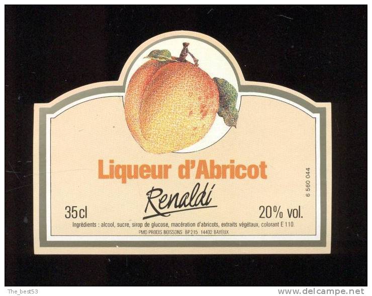 Etiquette  De  Liqueur  D'Abricot  -  Renaldi  -  Prodis Boissons  à Bayeux  (14) - Altri & Non Classificati