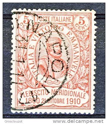 Regno 1910, Garibaldi-Cinquantenario Risorgimento Sassone N. 89 C. 5 Carminio, Usato  Cat. € 175 - Usati