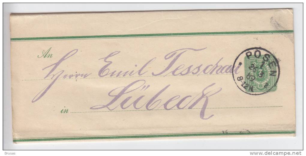 Germany - Wrapper, 3 Pf Green, Used Posen 1889 - Autres & Non Classés