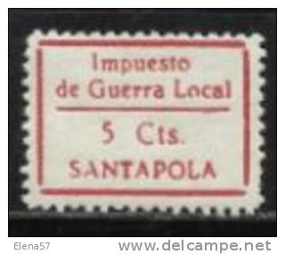 8075-SELLO LOCAL GUERRA CIVIL REPUBLICA IMPUESTO GUERRA LOCAL SANTAPOLA ALICANTE.* NUEVO.SPAIN CIVIL WAR,ESPAGNE GUERRA, - Emissions Républicaines