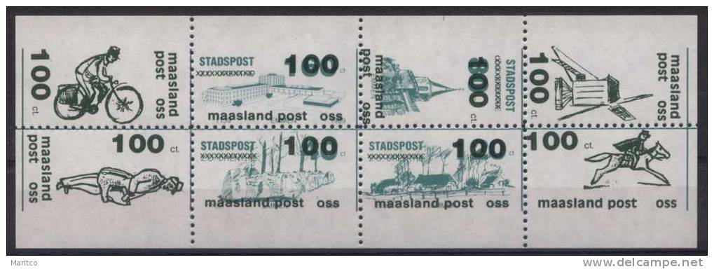 Stadspost MAASLAND OSS LOCAL MAIL NETHERLANDS 1990 SHEETLET  WINDMILL CYCLIST MOULIN VELO - Moulins