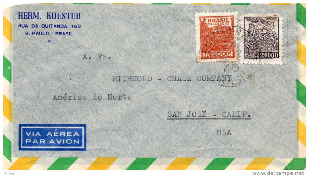 Brazil Old Cover Mailed To USA - Briefe U. Dokumente