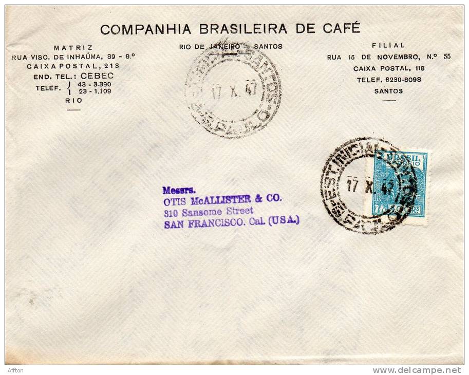 Brazil Old Cover Mailed To USA - Brieven En Documenten