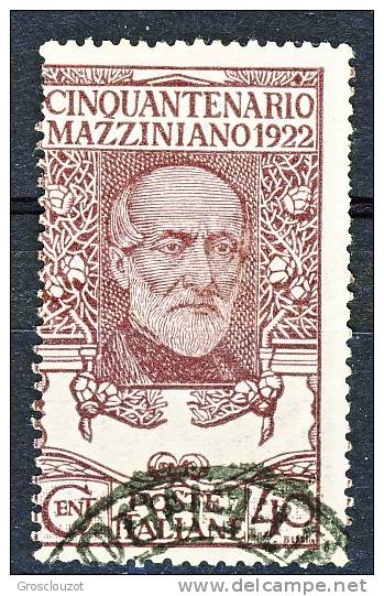 Regno 1922, Cinquantenario Mazzini, N. 129, C. 40 Violetto Bruno, Usato Cat. € 55 - Usati