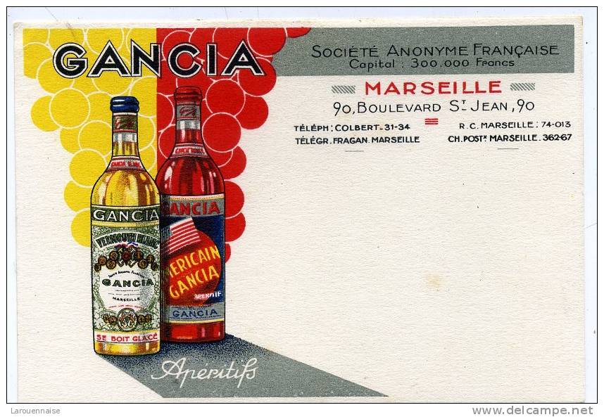 13 - Marseille - Gancia; Apéritifs ; Société Annyme Française. - Autres & Non Classés