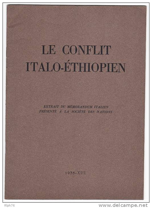 LE CONFLIT ITALO-ETHIOPIEN - 1935 - Extrait Du Mémorandum Italien Présenté à La Société Des Nations - 5. World Wars