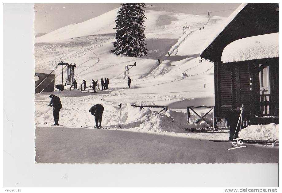 Carte CPSM Petit Format Céuze Le Petit Remonte-Pente Beau Cachet Chalet La Roche Image N° 2 - Autres & Non Classés