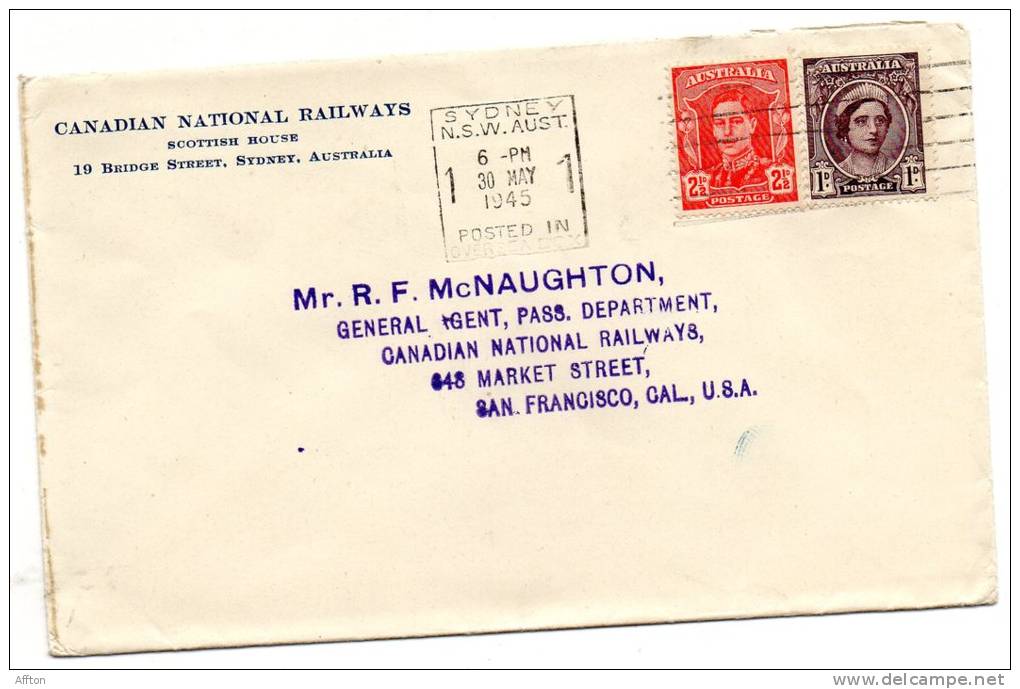 Australia 1945 Cover Mailed To USA - Covers & Documents