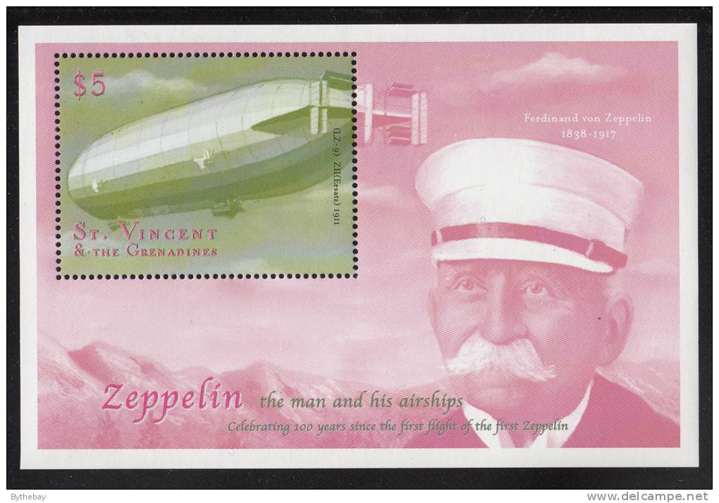 St. Vincent MNH Scott #2788 Souvenir Sheet $5 Zeppelin - Centenary Of 1st Zeppelin Flight - St.Vincent (1979-...)