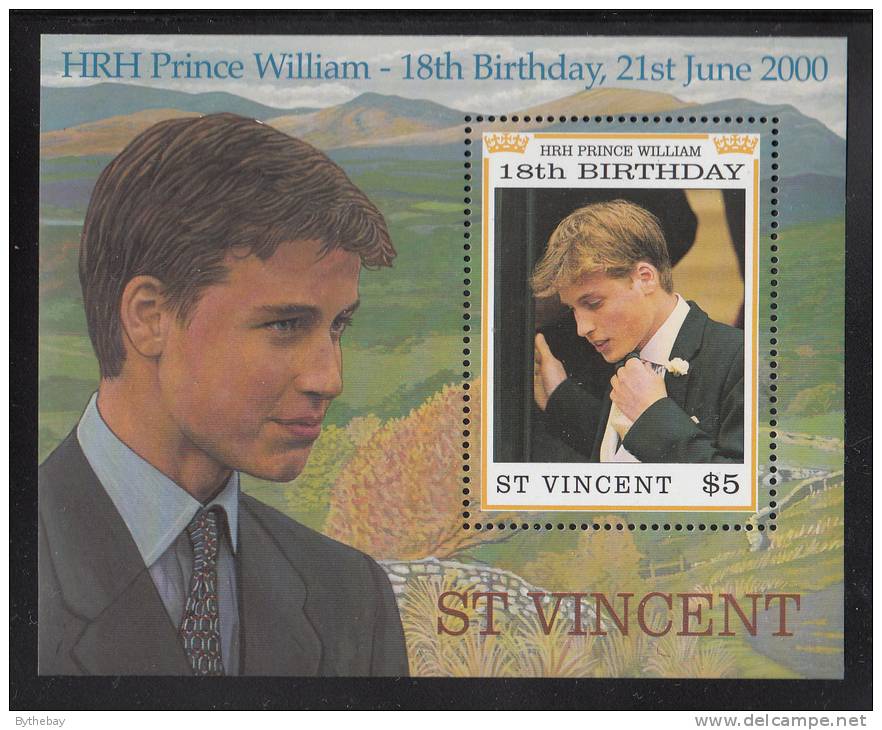 St. Vincent MNH Scott #2781 Souvenir Sheet $5 Prince William's 18th Birthday - St.Vincent (1979-...)