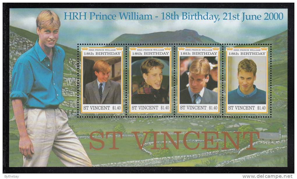 St. Vincent MNH Scott #2780 Sheet Of 4 $1.40 Prince William´s 18th Birthday - St.Vincent (1979-...)