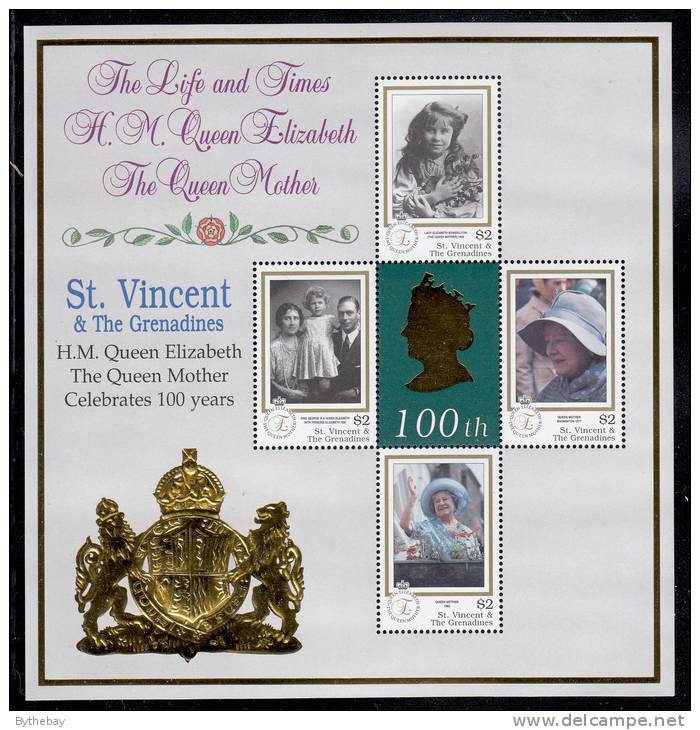 St. Vincent MNH Scott #2729 Sheet Of 4 $2 Queen Mother's 100th Birthday - St.Vincent (1979-...)