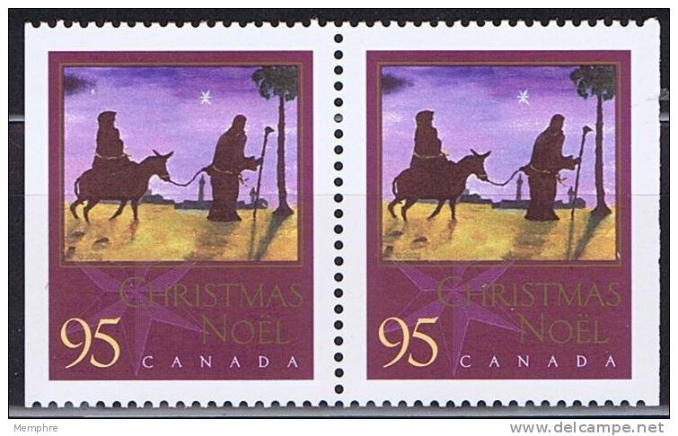 2000  Christmas Issue  Flight To Egypt  Pair From Booklet Sc 1875 **  MNH - Unused Stamps