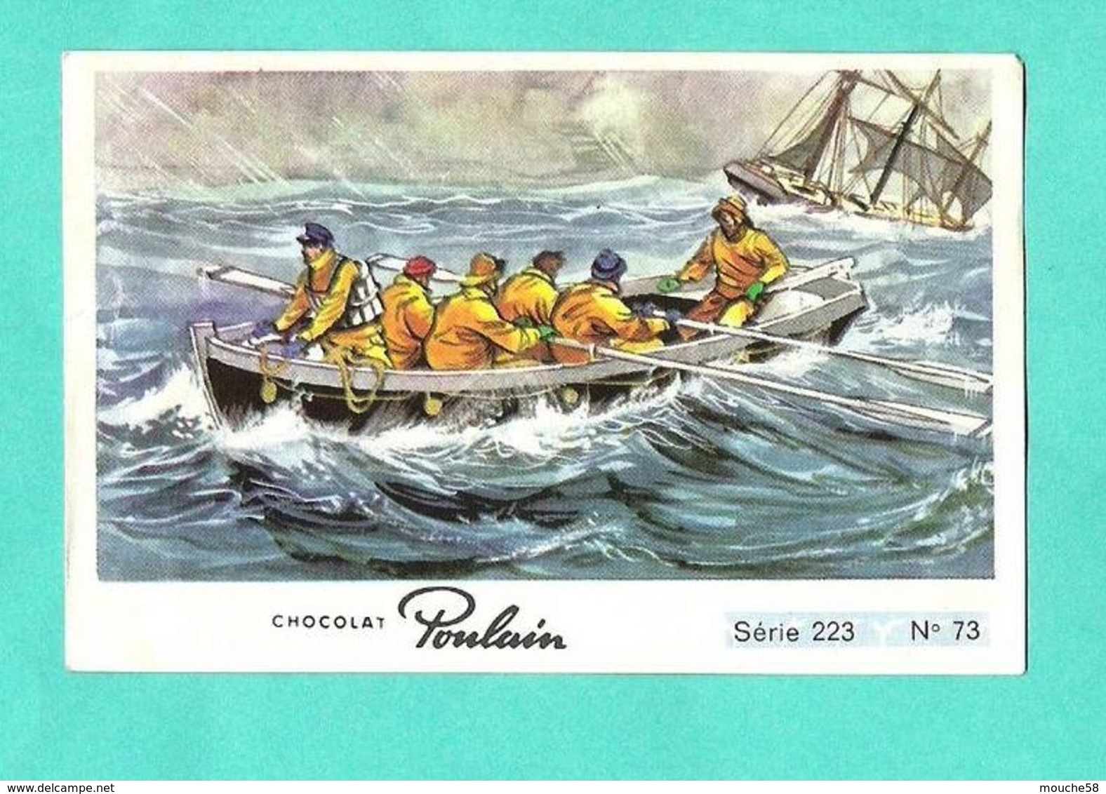Chromos Image Chocolat Poulain Pêcheur Bateau Mer - Bateaux