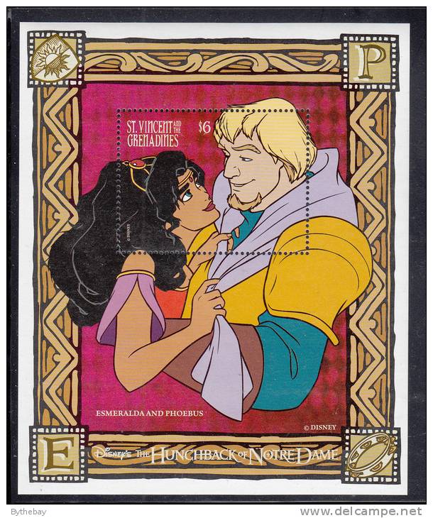St. Vincent MNH Scott #2328 Souvenir Sheet $6 Esmeralda, Phoebus - Disney's Hunchback Of Notre Dame - St.Vincent (1979-...)